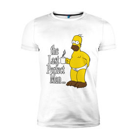 Мужская футболка премиум с принтом Homer (The Last Perfect Man...) в Белгороде, 92% хлопок, 8% лайкра | приталенный силуэт, круглый вырез ворота, длина до линии бедра, короткий рукав | гомер