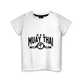 Детская футболка хлопок с принтом Muay thai boxing (Тайский бокс) в Белгороде, 100% хлопок | круглый вырез горловины, полуприлегающий силуэт, длина до линии бедер | муай тай