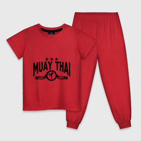 Детская пижама хлопок с принтом Muay thai boxing (Тайский бокс) в Белгороде, 100% хлопок |  брюки и футболка прямого кроя, без карманов, на брюках мягкая резинка на поясе и по низу штанин
 | муай тай