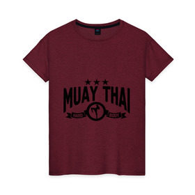 Женская футболка хлопок с принтом Muay thai boxing (Тайский бокс) в Белгороде, 100% хлопок | прямой крой, круглый вырез горловины, длина до линии бедер, слегка спущенное плечо | муай тай