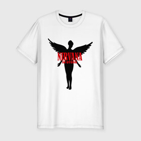 Мужская футболка премиум с принтом Nirvana. в Белгороде, 92% хлопок, 8% лайкра | приталенный силуэт, круглый вырез ворота, длина до линии бедра, короткий рукав | nirvana | музыкальные группы | нирвана | рок группы