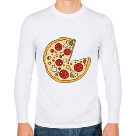 Мужской лонгслив хлопок с принтом Пицца парная в Белгороде, 100% хлопок |  | pizza | влюбленным | для влюбленных | для двоих | для пар | парные | пицца