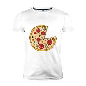 Мужская футболка премиум с принтом Пицца парная в Белгороде, 92% хлопок, 8% лайкра | приталенный силуэт, круглый вырез ворота, длина до линии бедра, короткий рукав | Тематика изображения на принте: pizza | влюбленным | для влюбленных | для двоих | для пар | парные | пицца