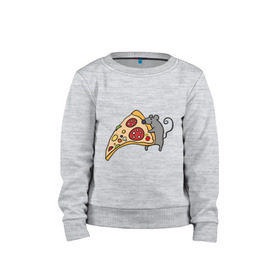 Детский свитшот хлопок с принтом Кусочек пиццы парная в Белгороде, 100% хлопок | круглый вырез горловины, эластичные манжеты, пояс и воротник | pizza | влюбленным | для влюбленных | для двоих | для пар | мышонок | пара | парные | пицца