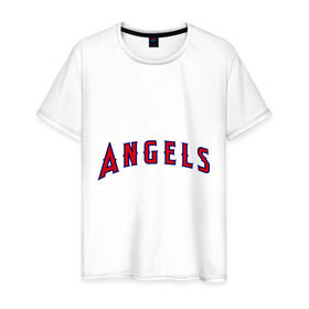 Мужская футболка хлопок с принтом Angels of Anaheim лого в Белгороде, 100% хлопок | прямой крой, круглый вырез горловины, длина до линии бедер, слегка спущенное плечо. | 