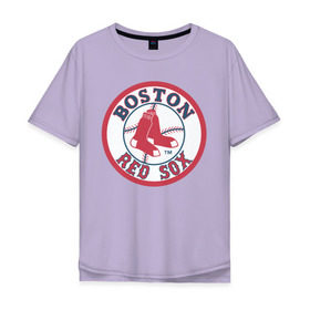 Мужская футболка хлопок Oversize с принтом Boston Red Sox в Белгороде, 100% хлопок | свободный крой, круглый ворот, “спинка” длиннее передней части | Тематика изображения на принте: baseball | boston red sox | бейсбол | бостон | красные носки | ред сокс | спорт