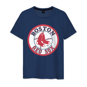 Мужская футболка хлопок с принтом Boston Red Sox в Белгороде, 100% хлопок | прямой крой, круглый вырез горловины, длина до линии бедер, слегка спущенное плечо. | baseball | boston red sox | бейсбол | бостон | красные носки | ред сокс | спорт