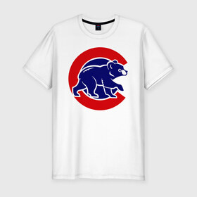 Мужская футболка премиум с принтом Chicago Cubs logo в Белгороде, 92% хлопок, 8% лайкра | приталенный силуэт, круглый вырез ворота, длина до линии бедра, короткий рукав | baseball | chicago cubs bear | бейсбол | спорт | чикаго