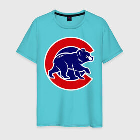 Мужская футболка хлопок с принтом Chicago Cubs logo в Белгороде, 100% хлопок | прямой крой, круглый вырез горловины, длина до линии бедер, слегка спущенное плечо. | baseball | chicago cubs bear | бейсбол | спорт | чикаго