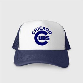 Кепка тракер с сеткой с принтом Chicago Cubs logotype в Белгороде, трикотажное полотно; задняя часть — сетка | длинный козырек, универсальный размер, пластиковая застежка | baseball | chicago cubs bear | бейсбол | спорт | чикаго