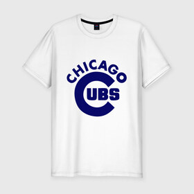 Мужская футболка премиум с принтом Chicago Cubs logotype в Белгороде, 92% хлопок, 8% лайкра | приталенный силуэт, круглый вырез ворота, длина до линии бедра, короткий рукав | baseball | chicago cubs bear | бейсбол | спорт | чикаго