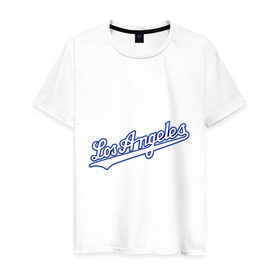 Мужская футболка хлопок с принтом Los Angeles Dodgers в Белгороде, 100% хлопок | прямой крой, круглый вырез горловины, длина до линии бедер, слегка спущенное плечо. | Тематика изображения на принте: baseball | los angeles dodgers | бейсбол | лос анджелес доджерс | спорт