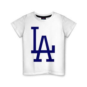 Детская футболка хлопок с принтом Los Angeles Dodgers logo в Белгороде, 100% хлопок | круглый вырез горловины, полуприлегающий силуэт, длина до линии бедер | baseball | la | los angeles dodgers | бейсбол | лос анджелес доджерс | спорт
