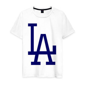 Мужская футболка хлопок с принтом Los Angeles Dodgers logo в Белгороде, 100% хлопок | прямой крой, круглый вырез горловины, длина до линии бедер, слегка спущенное плечо. | baseball | la | los angeles dodgers | бейсбол | лос анджелес доджерс | спорт