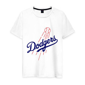 Мужская футболка хлопок с принтом Los Angeles Dodgers logotype в Белгороде, 100% хлопок | прямой крой, круглый вырез горловины, длина до линии бедер, слегка спущенное плечо. | baseball | los angeles dodgers | бейсбол | лос анджелес доджерс | спорт