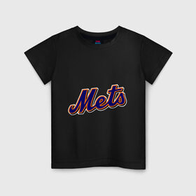 Детская футболка хлопок с принтом Mets в Белгороде, 100% хлопок | круглый вырез горловины, полуприлегающий силуэт, длина до линии бедер | Тематика изображения на принте: baseball | mets | new york mets | бейсбол | нью йорк метс | спорт