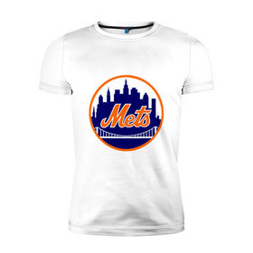 Мужская футболка премиум с принтом New York Mets в Белгороде, 92% хлопок, 8% лайкра | приталенный силуэт, круглый вырез ворота, длина до линии бедра, короткий рукав | baseball | mets | new york mets | бейсбол | нью йорк метс | спорт