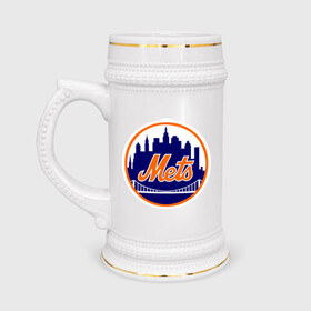Кружка пивная с принтом New York Mets в Белгороде,  керамика (Материал выдерживает высокую температуру, стоит избегать резкого перепада температур) |  объем 630 мл | baseball | mets | new york mets | бейсбол | нью йорк метс | спорт