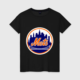 Женская футболка хлопок с принтом New York Mets в Белгороде, 100% хлопок | прямой крой, круглый вырез горловины, длина до линии бедер, слегка спущенное плечо | baseball | mets | new york mets | бейсбол | нью йорк метс | спорт