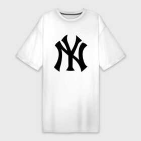 Платье-футболка хлопок с принтом New York Yankees в Белгороде,  |  | baseball | new york yankees | бейсбол | нью йорк янкиз | спорт | янки
