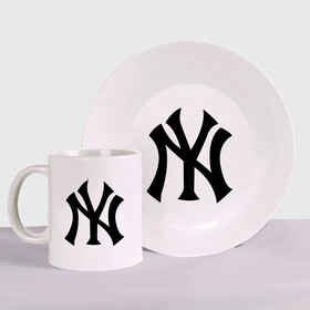 Набор: тарелка + кружка с принтом New York Yankees в Белгороде, керамика | Кружка: объем — 330 мл, диаметр — 80 мм. Принт наносится на бока кружки, можно сделать два разных изображения. 
Тарелка: диаметр - 210 мм, диаметр для нанесения принта - 120 мм. | Тематика изображения на принте: baseball | new york yankees | бейсбол | нью йорк янкиз | спорт | янки