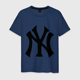 Мужская футболка хлопок с принтом New York Yankees в Белгороде, 100% хлопок | прямой крой, круглый вырез горловины, длина до линии бедер, слегка спущенное плечо. | baseball | new york yankees | бейсбол | нью йорк янкиз | спорт | янки