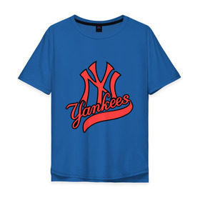 Мужская футболка хлопок Oversize с принтом New York Yankees logo в Белгороде, 100% хлопок | свободный крой, круглый ворот, “спинка” длиннее передней части | baseball | new york yankees | бейсбол | нью йорк янкиз | спорт | янки