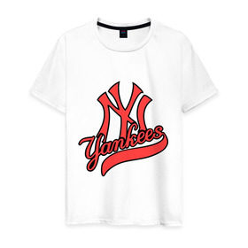 Мужская футболка хлопок с принтом New York Yankees logo в Белгороде, 100% хлопок | прямой крой, круглый вырез горловины, длина до линии бедер, слегка спущенное плечо. | baseball | new york yankees | бейсбол | нью йорк янкиз | спорт | янки