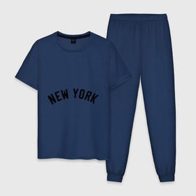 Мужская пижама хлопок с принтом New York Yankees logotype в Белгороде, 100% хлопок | брюки и футболка прямого кроя, без карманов, на брюках мягкая резинка на поясе и по низу штанин
 | Тематика изображения на принте: baseball | new york yankees | бейсбол | нью йорк янкиз | спорт | янки
