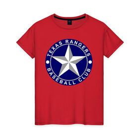 Женская футболка хлопок с принтом Texas Rangers Baseball Club в Белгороде, 100% хлопок | прямой крой, круглый вырез горловины, длина до линии бедер, слегка спущенное плечо | baseball | texas rangers | бейсбол | спорт | техас рейнджерс