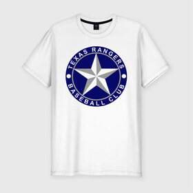Мужская футболка премиум с принтом Texas Rangers Baseball Club в Белгороде, 92% хлопок, 8% лайкра | приталенный силуэт, круглый вырез ворота, длина до линии бедра, короткий рукав | baseball | texas rangers | бейсбол | спорт | техас рейнджерс
