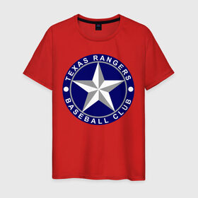 Мужская футболка хлопок с принтом Texas Rangers Baseball Club в Белгороде, 100% хлопок | прямой крой, круглый вырез горловины, длина до линии бедер, слегка спущенное плечо. | baseball | texas rangers | бейсбол | спорт | техас рейнджерс