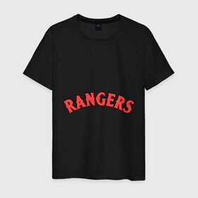 Мужская футболка хлопок с принтом Texas Rangers logotype в Белгороде, 100% хлопок | прямой крой, круглый вырез горловины, длина до линии бедер, слегка спущенное плечо. | 