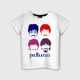 Детская футболка хлопок с принтом The Beatles faces в Белгороде, 100% хлопок | круглый вырез горловины, полуприлегающий силуэт, длина до линии бедер | beatles | the beatles | the beatles faces | бителс