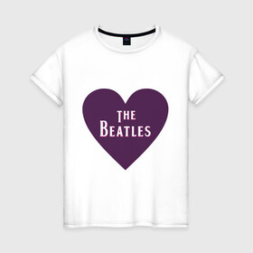 Женская футболка хлопок с принтом The Beatles is love в Белгороде, 100% хлопок | прямой крой, круглый вырез горловины, длина до линии бедер, слегка спущенное плечо | 