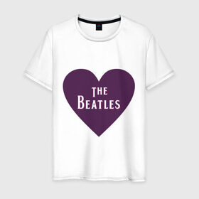 Мужская футболка хлопок с принтом The Beatles is love в Белгороде, 100% хлопок | прямой крой, круглый вырез горловины, длина до линии бедер, слегка спущенное плечо. | Тематика изображения на принте: 