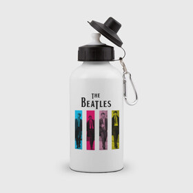 Бутылка спортивная с принтом Walking Beatles в Белгороде, металл | емкость — 500 мл, в комплекте две пластиковые крышки и карабин для крепления | beatles | the beatles | walking beatles | бителс