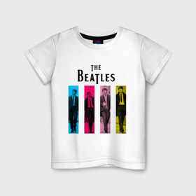 Детская футболка хлопок с принтом Walking Beatles в Белгороде, 100% хлопок | круглый вырез горловины, полуприлегающий силуэт, длина до линии бедер | Тематика изображения на принте: beatles | the beatles | walking beatles | бителс