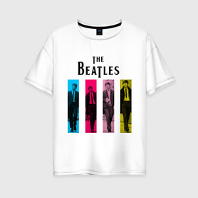 Женская футболка хлопок Oversize с принтом Walking Beatles в Белгороде, 100% хлопок | свободный крой, круглый ворот, спущенный рукав, длина до линии бедер
 | beatles | the beatles | walking beatles | бителс