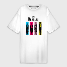 Платье-футболка хлопок с принтом Walking Beatles в Белгороде,  |  | beatles | the beatles | walking beatles | бителс
