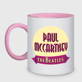 Кружка двухцветная с принтом Paul McCartney The Beatles в Белгороде, керамика | объем — 330 мл, диаметр — 80 мм. Цветная ручка и кайма сверху, в некоторых цветах — вся внутренняя часть | beatles | paul mccartney the beatles | the beatles | бителс