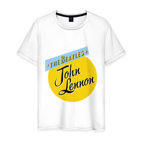 Мужская футболка хлопок с принтом John Lennon The Beatles в Белгороде, 100% хлопок | прямой крой, круглый вырез горловины, длина до линии бедер, слегка спущенное плечо. | beatles | john lennon | the beatles | бителс | джон ленон