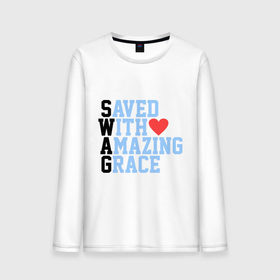 Мужской лонгслив хлопок с принтом Swag Love в Белгороде, 100% хлопок |  | save with amazing | swag | сваг | свег