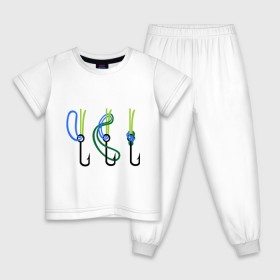 Детская пижама хлопок с принтом Рыболовный узел в Белгороде, 100% хлопок |  брюки и футболка прямого кроя, без карманов, на брюках мягкая резинка на поясе и по низу штанин
 | крючок | ноживка | рыбаку | рыбалка | рыболов | удочка
