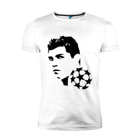 Мужская футболка премиум с принтом C.Ronaldo в Белгороде, 92% хлопок, 8% лайкра | приталенный силуэт, круглый вырез ворота, длина до линии бедра, короткий рукав | football | footballplayer | real madrid | криштиану роналдо | реал мадрилд | футбол | футболерывкашники