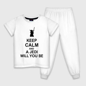Детская пижама хлопок с принтом Keep calm and a jedi will you be в Белгороде, 100% хлопок |  брюки и футболка прямого кроя, без карманов, на брюках мягкая резинка на поясе и по низу штанин
 | keep calm | keep calm and a jedi will you be
