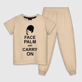 Детская пижама хлопок с принтом Facepalm and carry on в Белгороде, 100% хлопок |  брюки и футболка прямого кроя, без карманов, на брюках мягкая резинка на поясе и по низу штанин
 | 