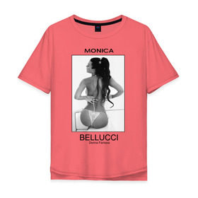Мужская футболка хлопок Oversize с принтом Моника Беллучи в Белгороде, 100% хлопок | свободный крой, круглый ворот, “спинка” длиннее передней части | monica bellucci | беллучи | моника | моника беллучи