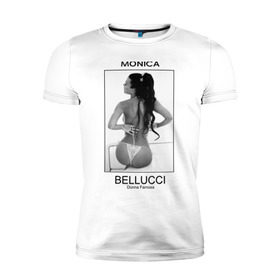 Мужская футболка премиум с принтом Моника Беллучи в Белгороде, 92% хлопок, 8% лайкра | приталенный силуэт, круглый вырез ворота, длина до линии бедра, короткий рукав | monica bellucci | беллучи | моника | моника беллучи