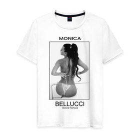Мужская футболка хлопок с принтом Моника Беллучи в Белгороде, 100% хлопок | прямой крой, круглый вырез горловины, длина до линии бедер, слегка спущенное плечо. | monica bellucci | беллучи | моника | моника беллучи